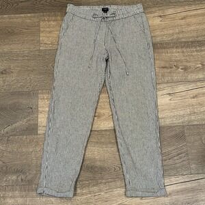 J.Crew Women's Pull On Striped Linen Blend Crop Pants Size 2 Preppy Coastal